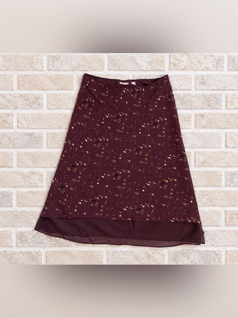 Vintage Y2K 100% Silk Purple Plum Burgundy Whimsigoth Boho Midi Skirt XL i.e. - Picture 2 of 5